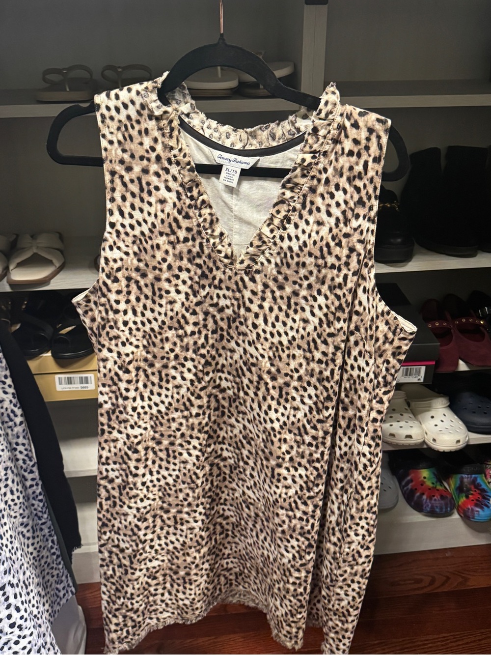 Tommy Bahama Sleeveless Leopard Print V-Neck shift dress